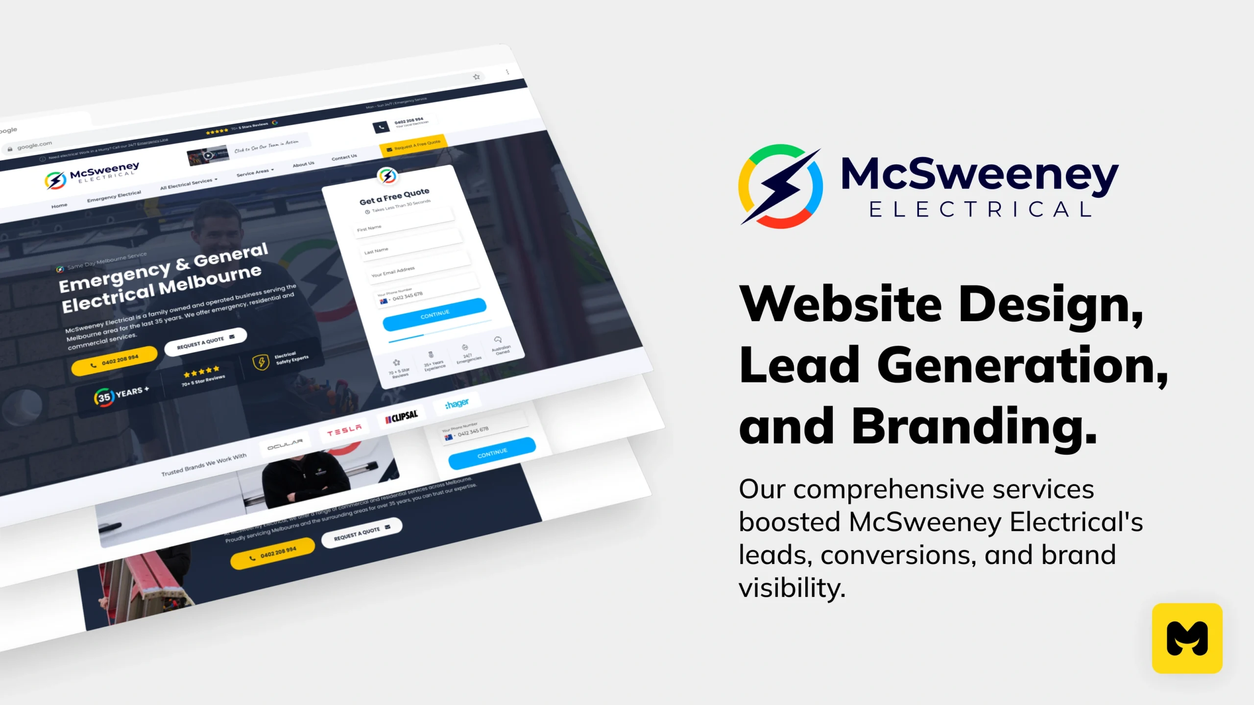 Website Design, Lead Generation and Branding Services McSweeney Electrical