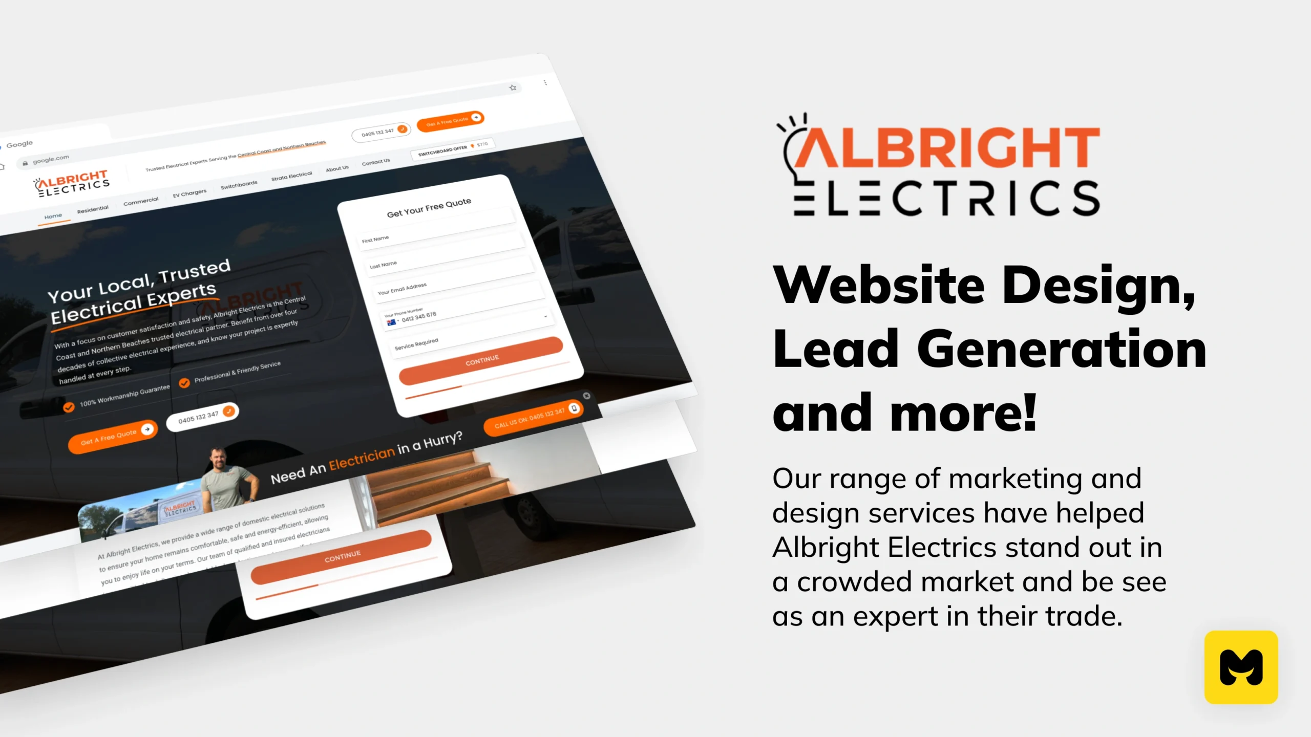 Website Design, Lead Generation and More for Albright Electrical